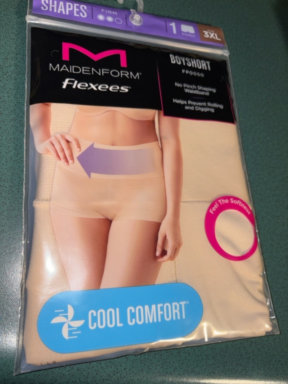 New 3XL Maidenform Flexees Cool Comfort Boyshort Beige flexees shapewear panty